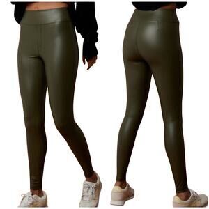 Offline by Aerie Leggings High Rise Faux Leather Green Size Medium